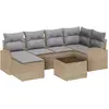 Image de Ensemble de canapés vidaXL avec coussins, 7 pièces, beige et gris clair, en polyrotin