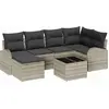 Image de Ensemble de canapés vidaXL avec coussins et rangement, 7 pièces, gris clair, en polyrotin