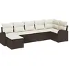 Image de Ensemble de canapés VidaXL avec coussins et rangement, 7 pièces, en polyrotin marron