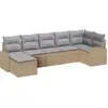 Image de Ensemble de salon vidaXL, 7 pièces, beige, en résine tressée
