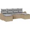 Image de Ensemble de canapés vidaXL avec coussins (6 pièces), beige et gris clair, en polyrotin