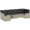 Image de vidaXL Ensemble de canapé de jardin avec coussins 7 pcs gris clair Poly-Rotin