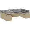 Image de vidaXL Ensemble de canapé de jardin avec coussins 9 pcs Beige et gris clair Poly-Rotin