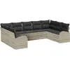 Image de vidaXL Ensemble de canapé de jardin avec coussins 9 pcs gris clair Poly-Rotin
