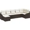 Image de vidaXL Ensemble de canapé de jardin avec coussins 7 pcs brun et crème Poly-Rotin