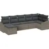 Image de vidaXL Ensemble de canapé de jardin avec coussins avec mémoire 7 pcs Gris Poly-Rotin