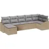 Image de Ensemble de salon de jardin vidaXL, 7 pièces, en résine tressée beige et gris clair