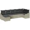 Image de Ensemble de salon de jardin vidaXL, 7 pièces, gris clair, en résine tressée