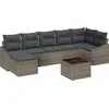 Image de vidaXL Ensemble de canapé de jardin avec coussins 8 pcs Gris clair Poly-Rotin