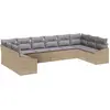 Image de Ensemble de canapés de jardin vidaXL, 10 pièces, beige et gris clair, en polyrotin