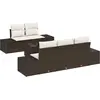 Image de vidaXL Ensemble de canapé de jardin avec coussins 6 pcs brun et crème Poly-Rotin