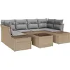 Image de vidaXL Ensemble de canapé de jardin avec coussins 8 pcs Beige et Gris Poly-Rotin
