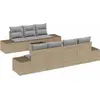 Image de vidaXL Ensemble de canapé de jardin avec coussins 8 pcs Beige et Gris Poly-Rotin