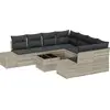 Image de vidaXL Ensemble de canapés de jardin 9 pcs gris clair et gris foncé Poly-Rotin
