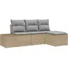 Image de vidaXL Ensemble de canapé de jardin avec coussins 4 pcs Beige et gris clair Poly-Rotin