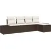 Image de vidaXL Ensemble de canapé de jardin avec coussins 5 pcs brun et crème poly rotin