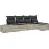 Image de vidaXL Ensemble de canapé de jardin avec coussins 5 pcs Gris clair Poly-Rotin