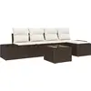 Image de vidaXL Ensemble de canapé de jardin avec coussins 5 pcs brun et crème poly rotin