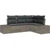 Image de vidaXL Ensemble de canapé de jardin avec mémoire 4 pcs Gris Poly-Rotin