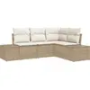 Image de Ensemble de canapés de jardin vidaXL, 4 pièces, beige et crème, en polyrotin
