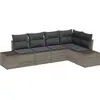 Image de vidaXL Ensemble de canapé de jardin avec mémoire 5 pcs Gris Poly-Rotin