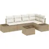 Image de Ensemble de canapés de jardin vidaXL avec rangement, beige et crème, en polyrotin