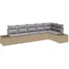 Image de Ensemble de canapés de jardin vidaXL, 6 pièces, beige et gris clair, en polyrotin