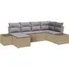 Image de vidaXL Ensemble de canapé de jardin avec coussins 6 pcs Beige et gris clair Poly-Rotin