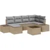 Image de vidaXL Ensemble de canapé de jardin avec coussins 6 pcs Beige et gris clair Poly-Rotin