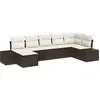 Image de vidaXL Ensemble de canapé de jardin avec coussins avec mémoire 7 pcs brun poly rotin
