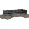 Image de vidaXL Ensemble de canapé de jardin avec coussins avec mémoire 7 pcs Gris Poly Rattan