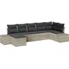 Image de vidaXL Ensemble de canapé de jardin avec coussins 7 pcs gris clair Poly-Rotin