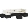 Image de vidaXL Ensemble de canapé de jardin avec coussins 7 pcs noir poly rotin