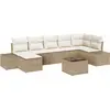 Image de vidaXL Ensemble de canapé de jardin avec coussins avec mémoire 7 pcs Beige Poly-Rotin