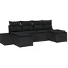 Image de vidaXL Ensemble de canapé de jardin avec coussins 4 pcs Noir Poly-Rotin