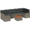 Image de vidaXL Ensemble de canapé de jardin avec mémoire 8 pcs Gris Poly-Rotin
