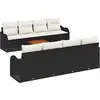 Image de Ensemble de canapés de jardin vidaXL avec rangement, 9 pièces, noir et crème, en polyrotin