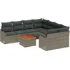 Image de vidaXL Ensemble de canapé de jardin avec mémoire 9 pcs Gris Poly-Rotin