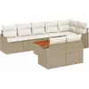 Image de Ensemble de canapés de jardin vidaXL avec rangement, 9 pièces, beige et crème, en polyrotin