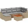 Image de Ensemble de canapés de jardin vidaXL, 7 pièces, beige et gris clair, en polyrotin