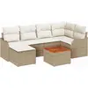 Image de vidaXL Ensemble de canapé de jardin avec mémoire 7 pcs Beige et crème Poly-Rotin
