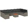 Image de Ensemble de canapés de jardin vidaXL avec rangement, 10 pièces, gris, en polyrotin