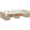 Image de vidaXL Ensemble de canapé de jardin avec rangement 11 pcs Beige et crème Poly-Rotin
