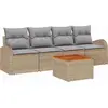 Image de vidaXL Ensemble canapé de jardin 5 pièces beige et gris clair en polyrotin