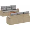 Image de Ensemble de canapés de jardin vidaXL, 7 pièces, beige et gris clair, en polyrotin
