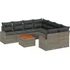 Image de vidaXL Ensemble de canapé de jardin avec mémoire 9 pcs Gris Poly-Rotin