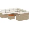 Image de Ensemble de canapés de jardin vidaXL avec rangement, 9 pièces, beige et crème, en polyrotin