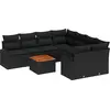 Image de vidaXL Ensemble canapé de jardin avec mémoire 9 pcs noir poly rotin