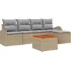 Image de Ensemble de canapés de jardin vidaXL, 6 pièces, beige et gris clair, en polyrotin