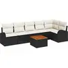 Image de Ensemble de canapés de jardin vidaXL avec rangement, 7 pièces, noir et crème, en polyrotin